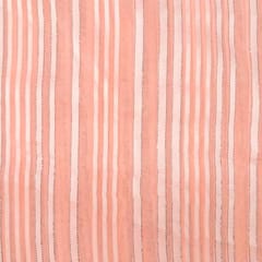 Peach Stripes Printed Georgette Fabric