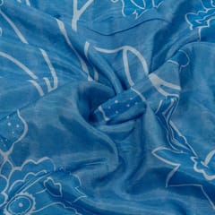 Blue Color Dola Silk Digital Printed Fabric