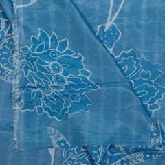 Blue Color Dola Silk Digital Printed Fabric