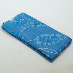 Blue Color Dola Silk Digital Printed Fabric