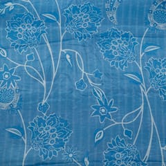 Blue Color Dola Silk Digital Printed Fabric