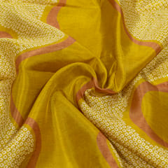 Mustard Color Viscose Habutai Silk Digital Printed Fabric