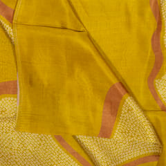 Mustard Color Viscose Habutai Silk Digital Printed Fabric