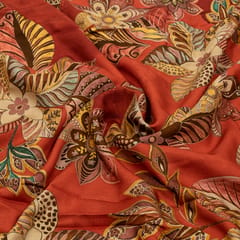 Rustish Orange Color Viscose Pashmina Printed Fabric