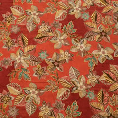 Rustish Orange Color Viscose Pashmina Printed Fabric