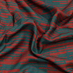 Green and Rust Color Viscose Pashmina Printed Fabric