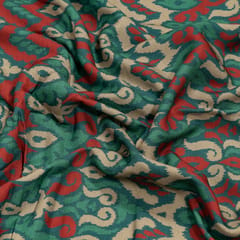 Green and Rust Color Viscose Pashmina Printed Fabric