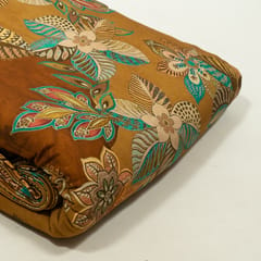 Mustard and brown Color Viscose Pashmina Printed Fabric