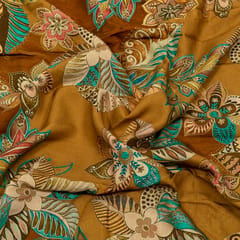 Mustard and brown Color Viscose Pashmina Printed Fabric