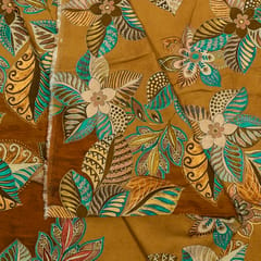 Mustard and brown Color Viscose Pashmina Printed Fabric