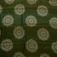 Green Color Tissue Crush Digital Printed Fabric