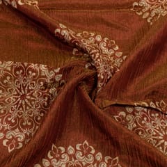 Brown Color Tissue Crush Digital Printed Fabric