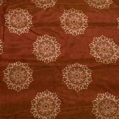 Brown Color Tissue Crush Digital Printed Fabric