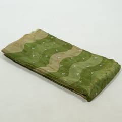 Green Color Tissue Silk Print with Embroidered Fabric