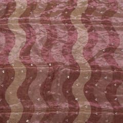 Wine Color Tissue Silk Print with Embroidered Fabric