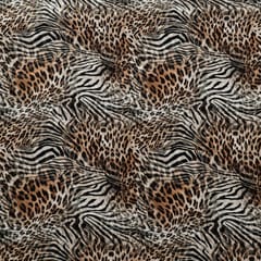 Brown and Black Color Crepe Printed Fabric