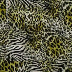 Black and Green Color Crepe Printed Fabric