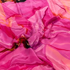 Hot Pink Color Crepe Printed Fabric