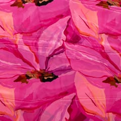 Hot Pink Color Crepe Printed Fabric