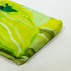 Parrot Green Color Crepe Printed Fabric