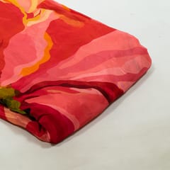 Red Color Crepe Printed Fabric