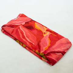 Red Color Crepe Printed Fabric