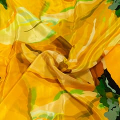 Yellow Color Crepe Printed Fabric