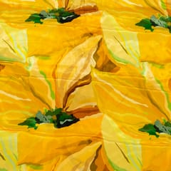 Yellow Color Crepe Printed Fabric