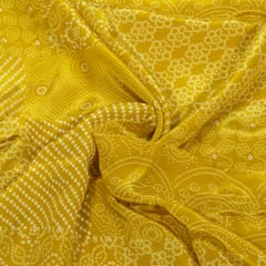 Yellow Color Crepe Printed Fabric