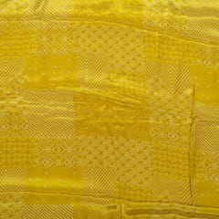 Yellow Color Crepe Printed Fabric