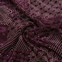 Purple Color Crepe Printed Fabric