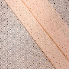 Light Peach Embroidered Cotton Hakoba Fabric