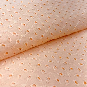 Light Peach Embroidered Cotton Hakoba Fabric