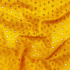 Mustard Yellow Embroidered Cotton Hakoba Fabric