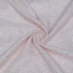 Peach Color Sequins Tweed Fabric