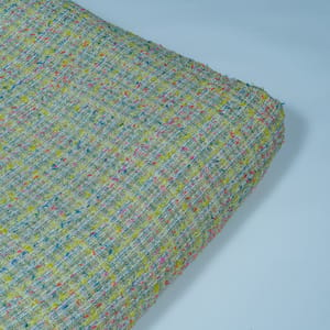 Lime Green Color Tweed Fabric