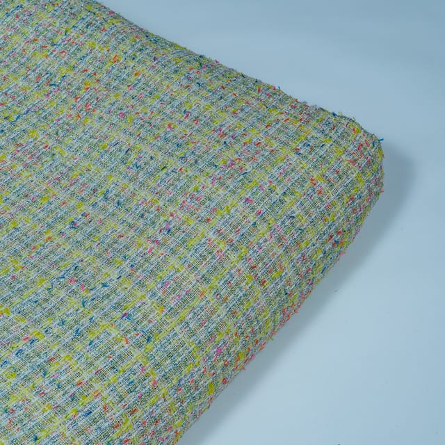 Lime Green Color Tweed Fabric