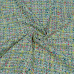 Lime Green Color Tweed Fabric