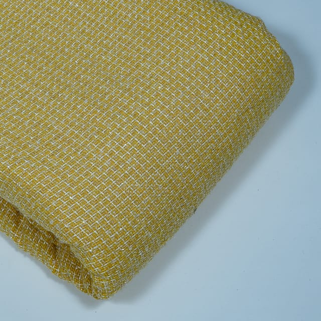 Yellow Color Tweed Fabric