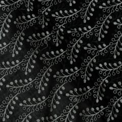 Black Color Mal Chanderi Embroidered Fabric