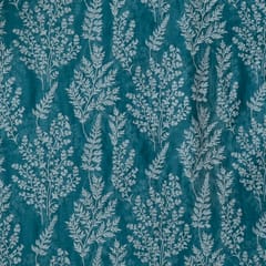 Sage Green Color Mal Chanderi Embroidered Fabric