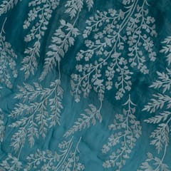 Sage Green Color Mal Chanderi Embroidered Fabric