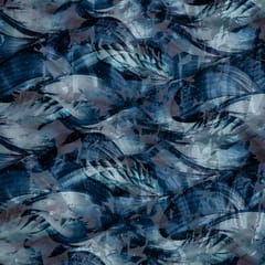 Blue Color Lycra Brasso Velvet Printed Fabric