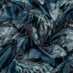 Grey Color Lycra Brasso Velvet Printed Fabric