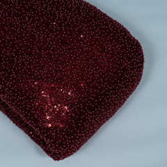 Maroon Color Imported Net Embroidered Fabric