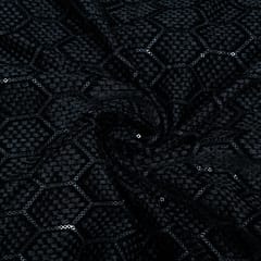 Black Color Velvet Embroidered Fabric