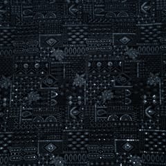 Black Color Velvet Embroidered Fabric