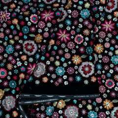 Black Color Velvet Embroidered Fabric