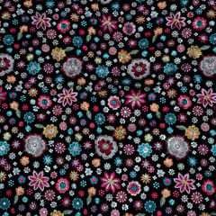 Black Color Velvet Embroidered Fabric