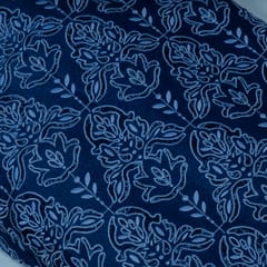 Blue Color Denim Cutwork Embroidered Fabric